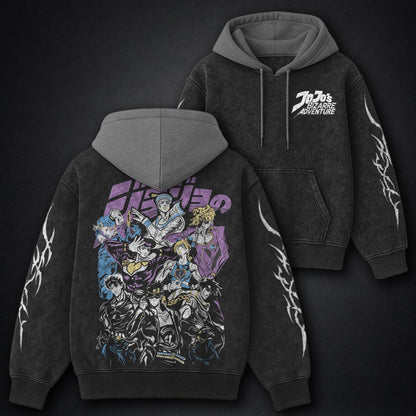 JoJo Retro Black and Grey Washed Hoodie