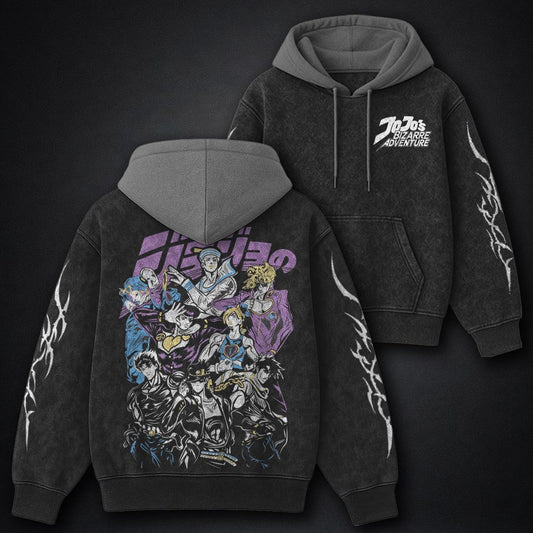 JoJo Retro Black and Grey Washed Hoodie