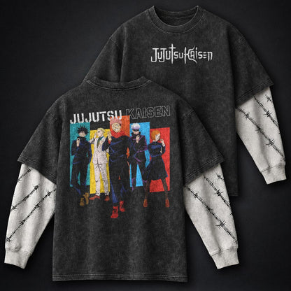 Jujutsu Kaisen Stylish Washed Double Sleeves T-Shirt
