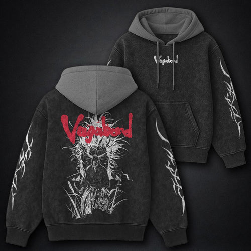 Vagabond Minimal Black and Grey Washed Hoodie