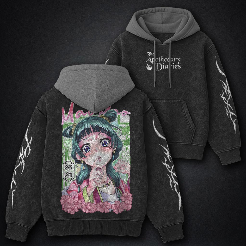 Apothecary Diaries Graphic Black and Grey Washed Hoodie