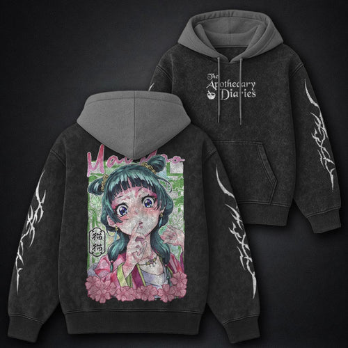 Apothecary Diaries Graphic Black and Grey Washed Hoodie