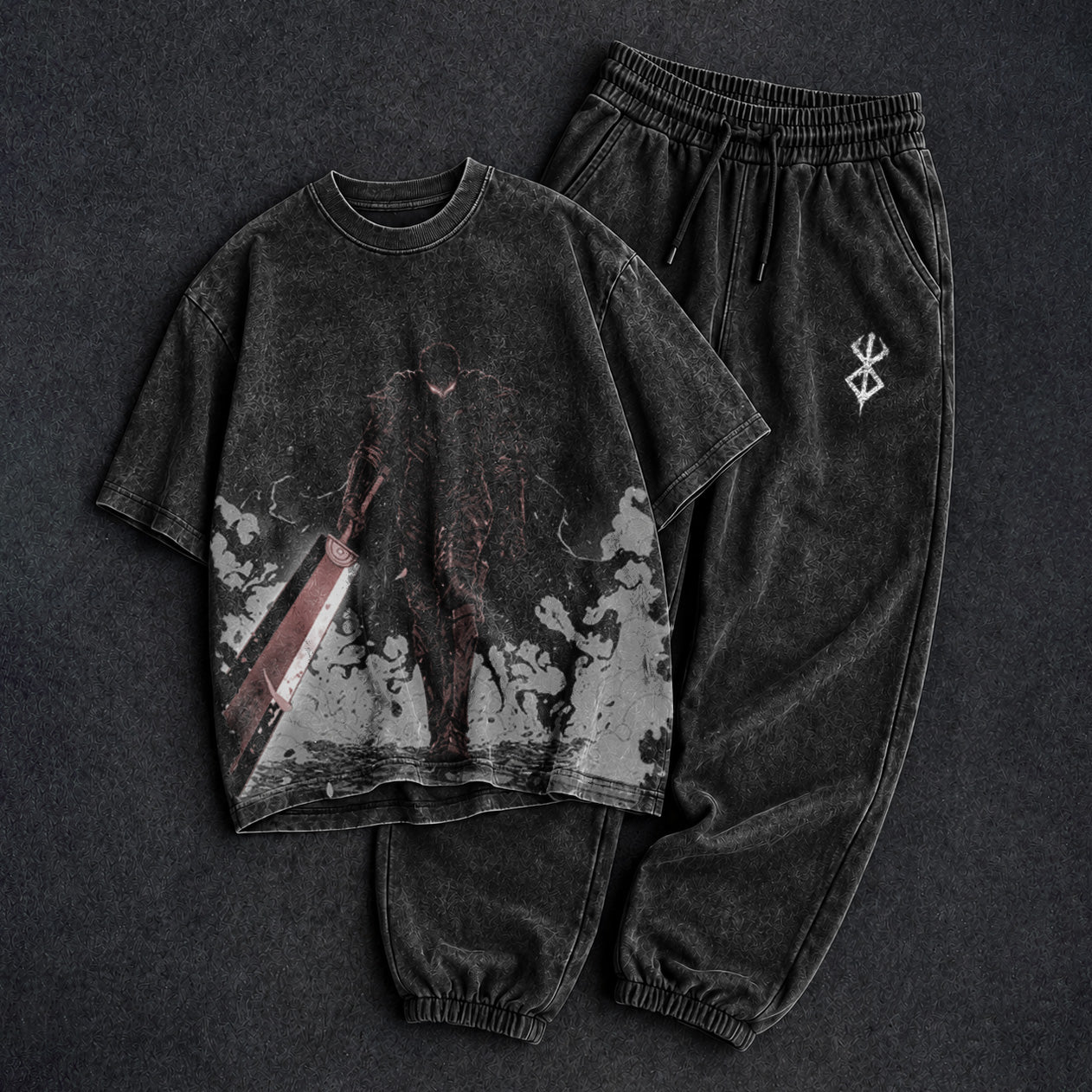 Berserk Washed Black T-Shirt and Joggers Combo