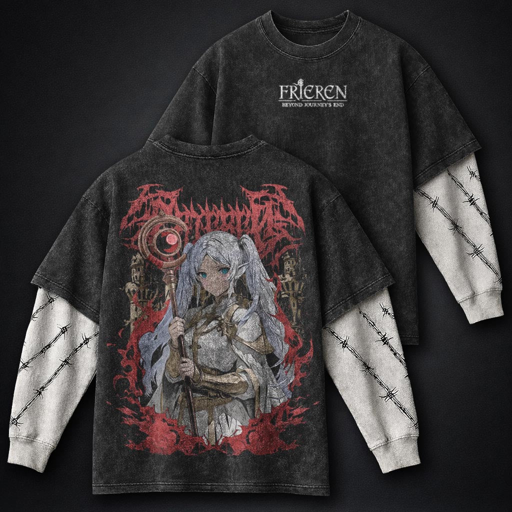 Frieren Premium Washed Double Sleeves T-Shirt
