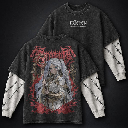 Frieren Premium Washed Double Sleeves T-Shirt