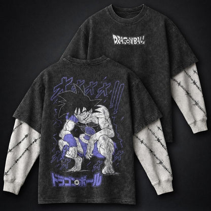 Dragon Ball Oversized Washed Double Sleeves T-Shirt