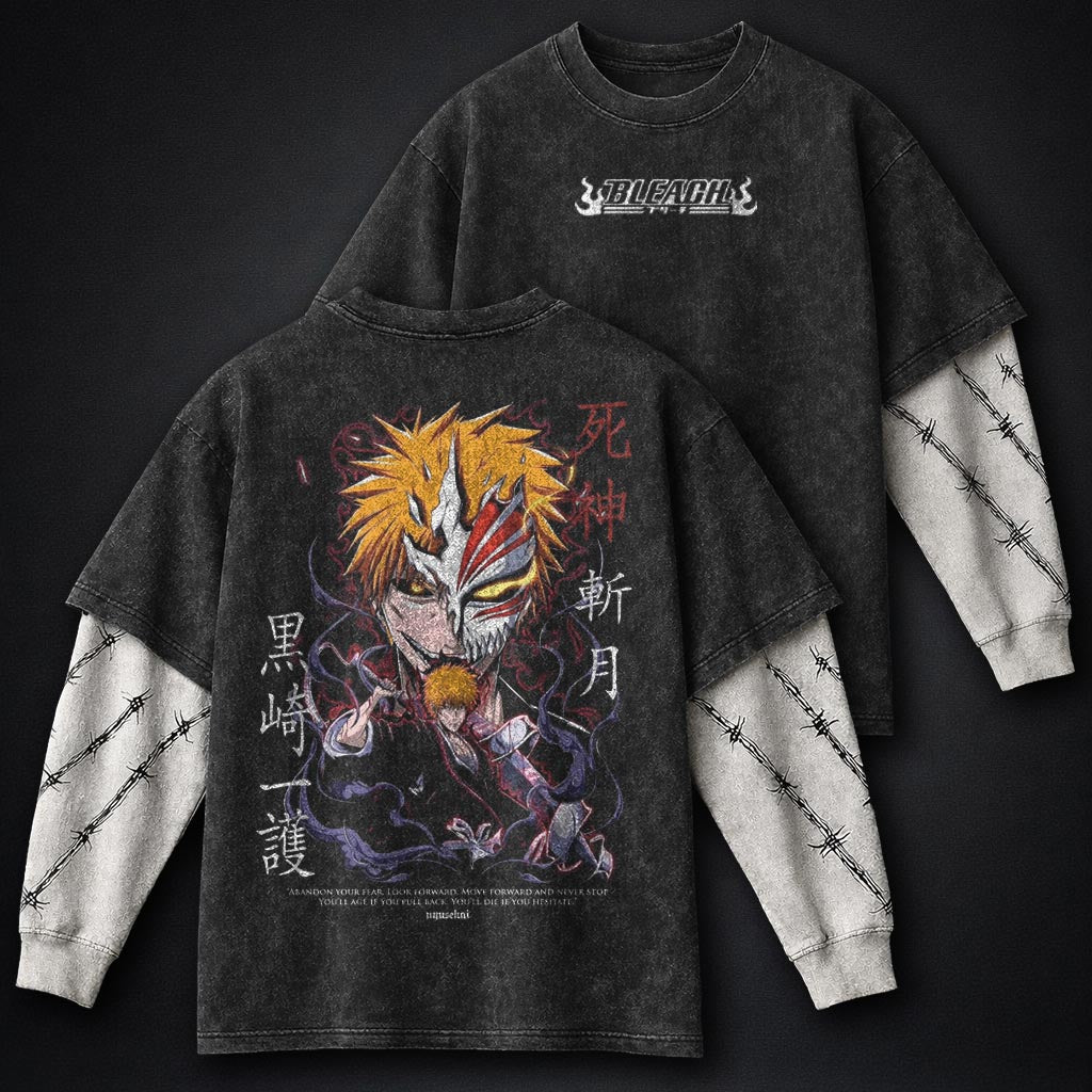 Bleach Vintage Washed Double Sleeves T-Shirt