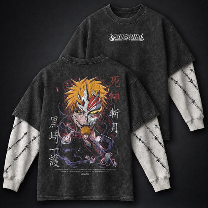 Bleach Vintage Washed Double Sleeves T-Shirt