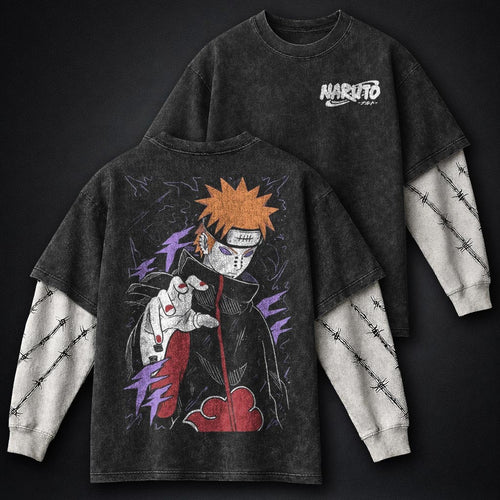 Naruto Minimal Washed Double Sleeves T-Shirt