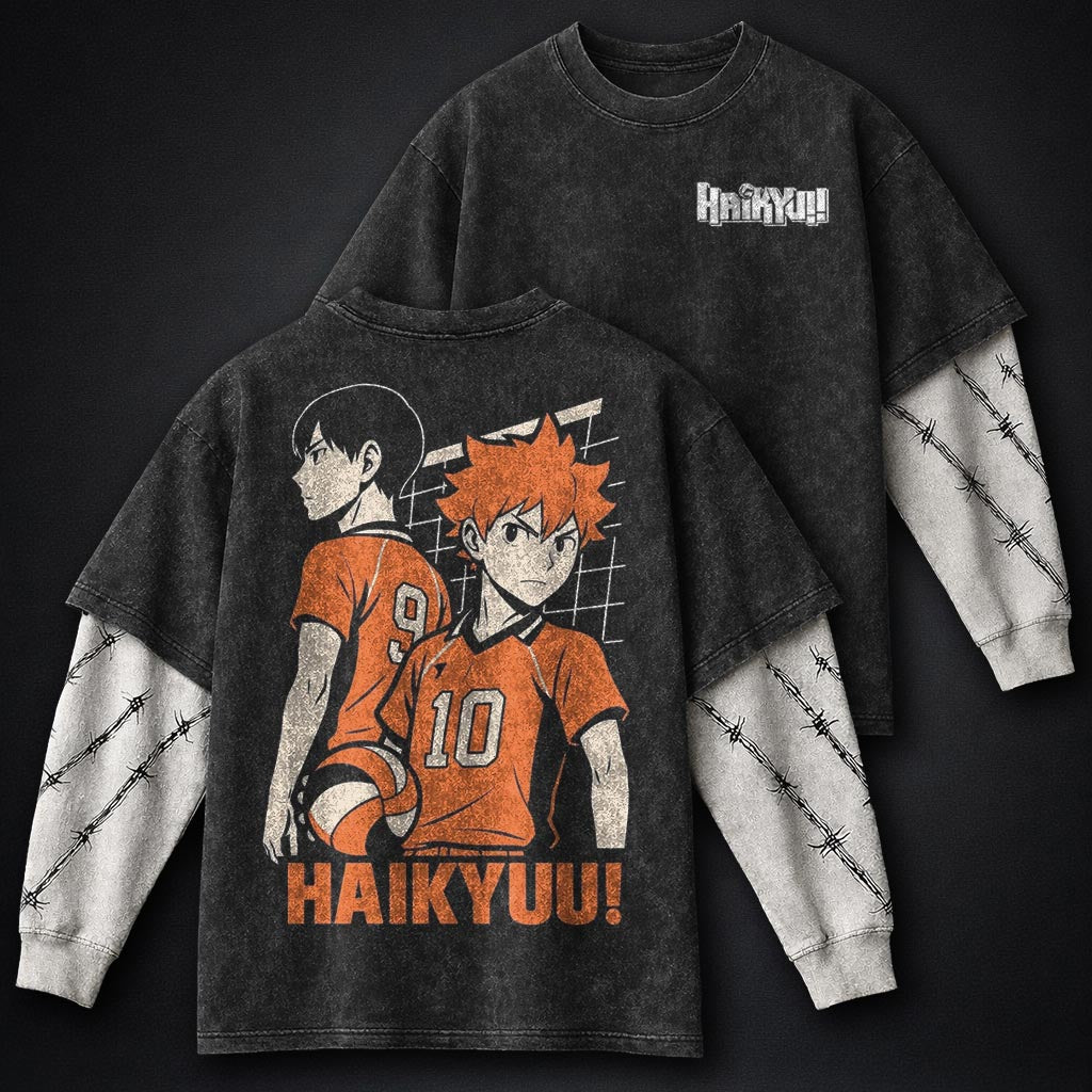 Haikyuu Urban Washed Double Sleeves T-Shirt
