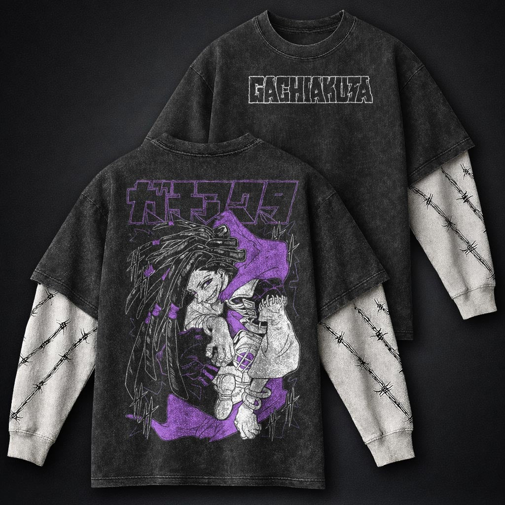 Gachiakuta Streetwear Washed Double Sleeves T-Shirt