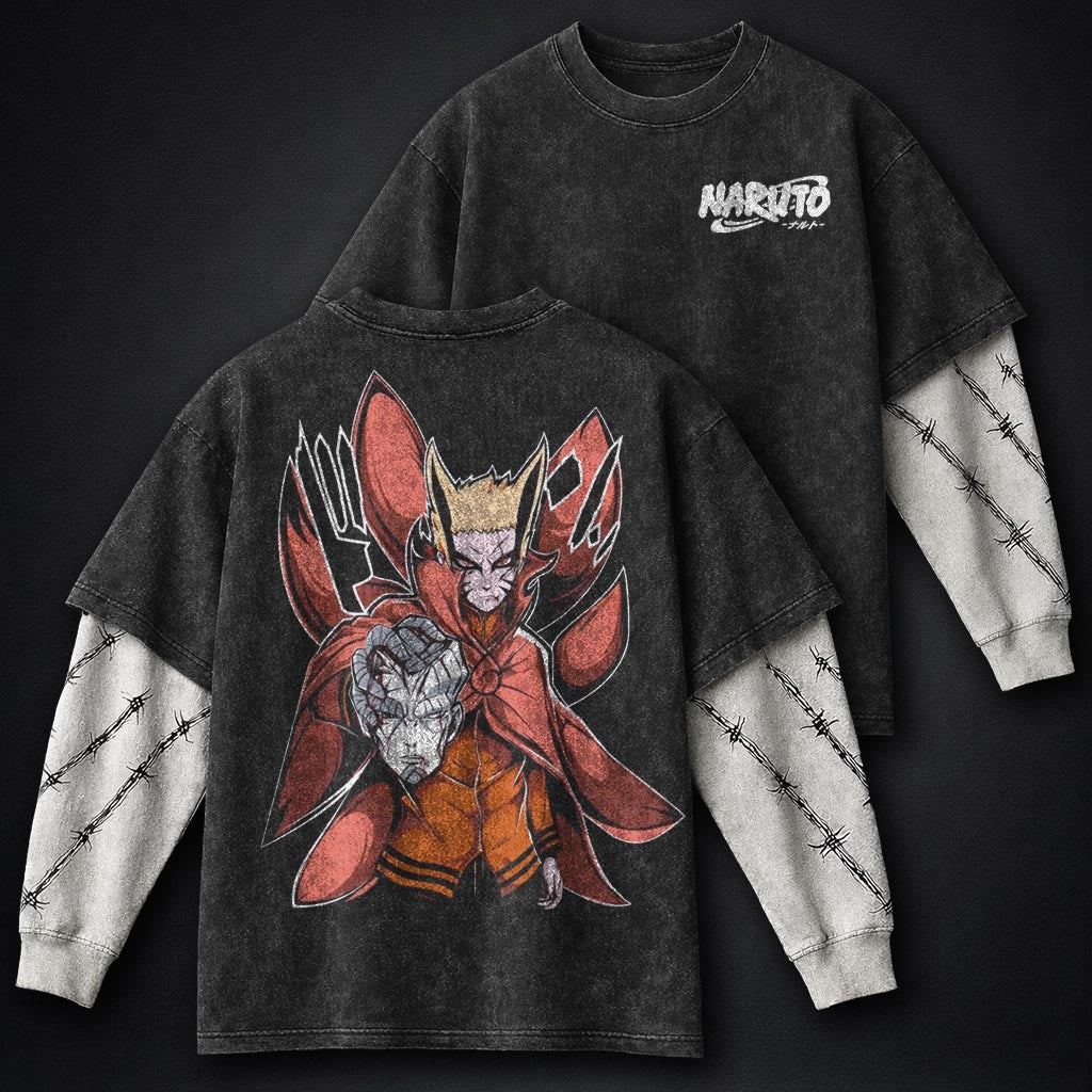 Naruto Relaxed Washed Double Sleeves T-Shirt