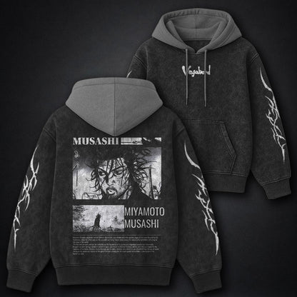 Vagabond Urban Black and Grey Washed Hoodie