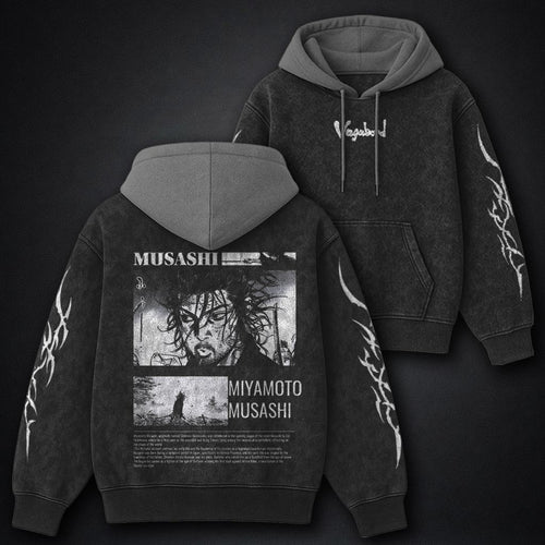 Vagabond Urban Black and Grey Washed Hoodie