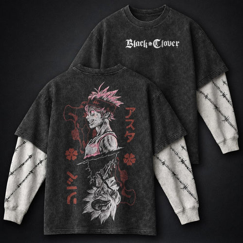 Black Clover Essential Washed Double Sleeves T-Shirt