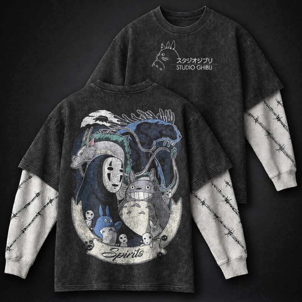 Ghibli Signature Washed Double Sleeves T-Shirt
