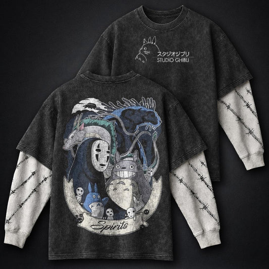 Ghibli Signature Washed Double Sleeves T-Shirt