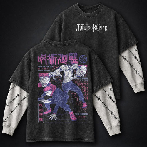 Jujutsu Kaisen Graphic Washed Double Sleeves T-Shirt