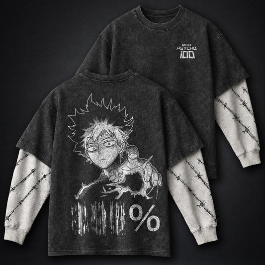 Mob Psycho 100 Vintage Washed Double Sleeves T-Shirt