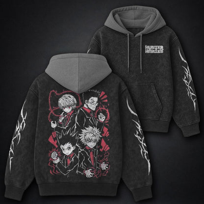 Hunter x Hunter Washed Black and Grey Washed Hoodie