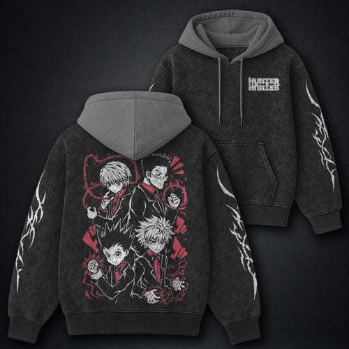 Hunter x Hunter Washed Black and Grey Washed Hoodie