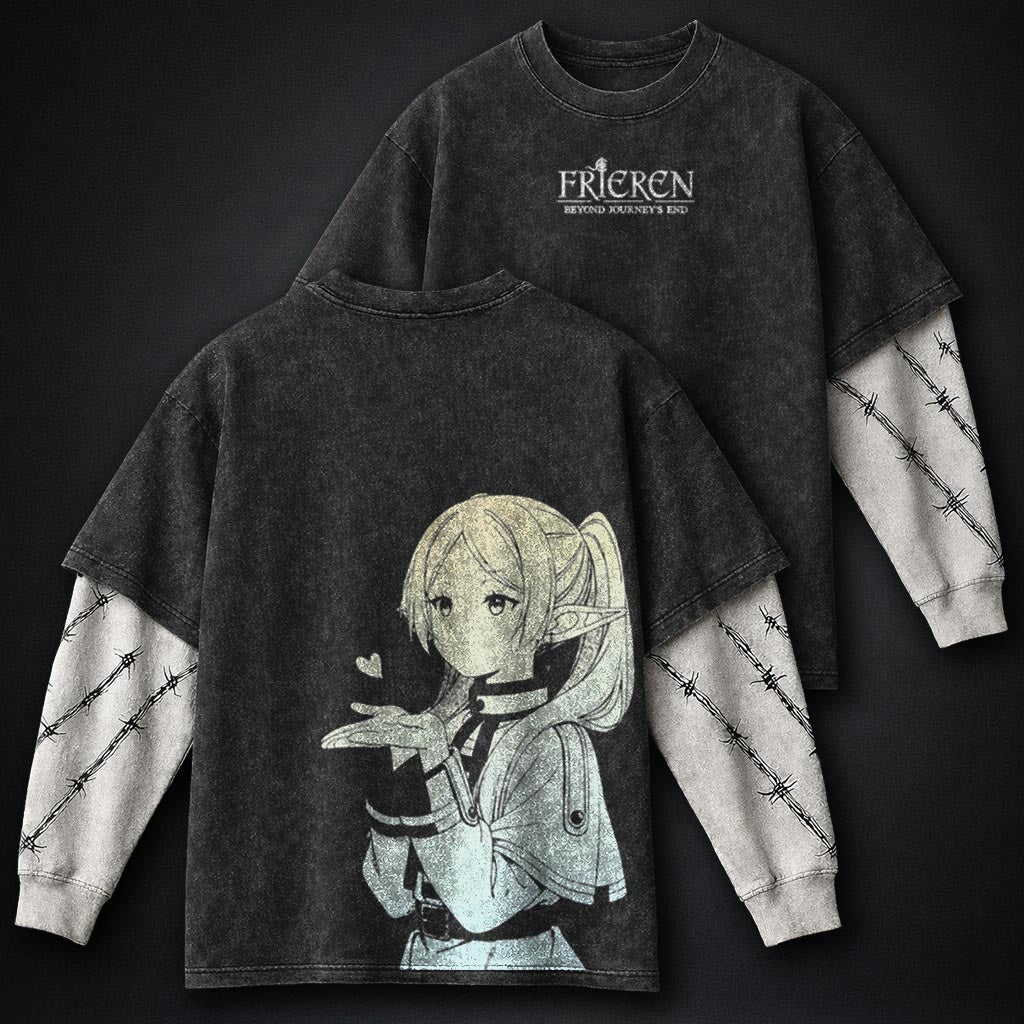 Frieren Lightweight Washed Double Sleeves T-Shirt