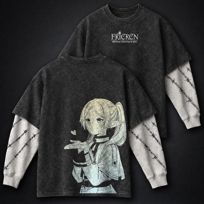 Frieren Lightweight Washed Double Sleeves T-Shirt