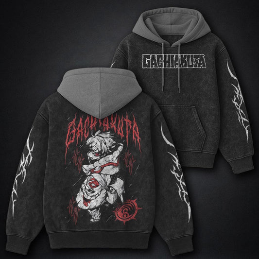 Gachiakuta Washed Black and Grey Washed Hoodie