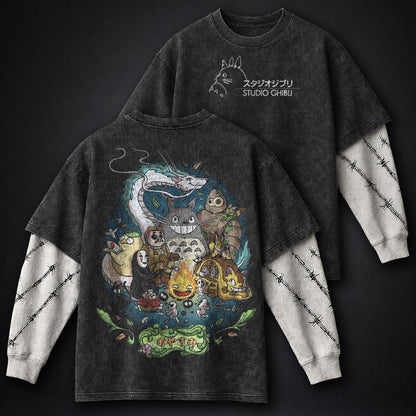 Ghibli Urban Washed Double Sleeves T-Shirt