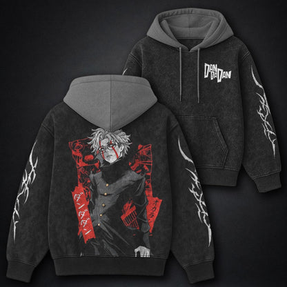 Dandadan Washed Black and Grey Washed Hoodie