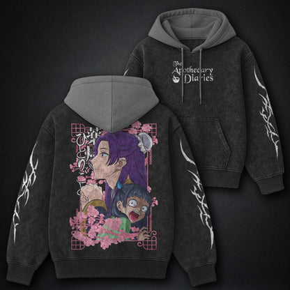 Apothecary Diaries Vintage Black and Grey Washed Hoodie