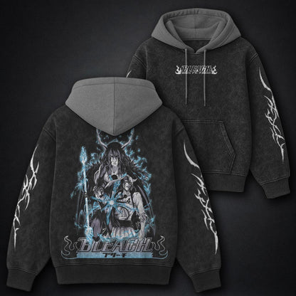 Bleach Bold Black and Grey Washed Hoodie