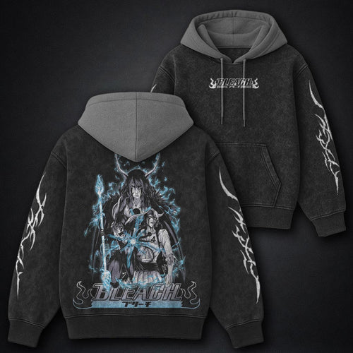 Bleach Bold Black and Grey Washed Hoodie