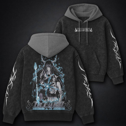 Bleach Bold Black and Grey Washed Hoodie