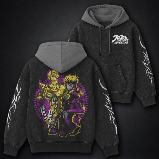 JoJo Minimal Black and Grey Washed Hoodie