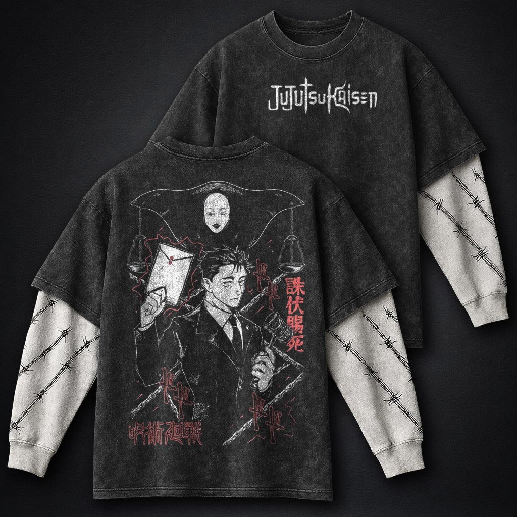 Jujutsu Kaisen Oversized Washed Double Sleeves T-Shirt