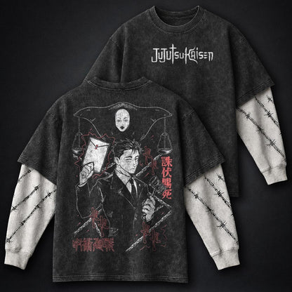 Jujutsu Kaisen Oversized Washed Double Sleeves T-Shirt
