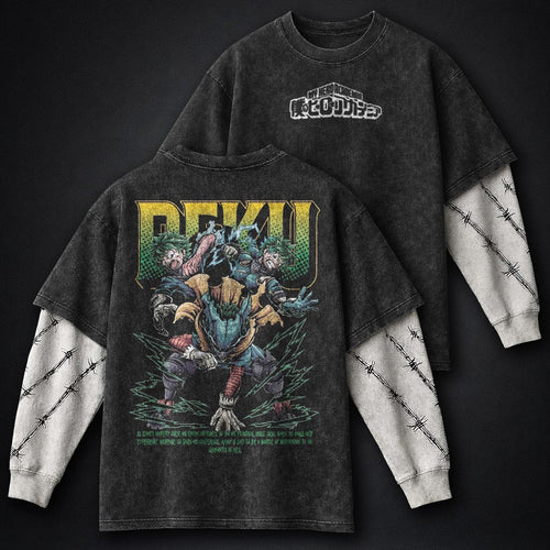 My Hero Academia Streetwear Washed Double Sleeves T-Shirt