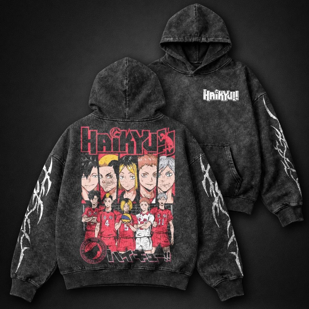 Haikyuu Streetwear Washed Hoodie
