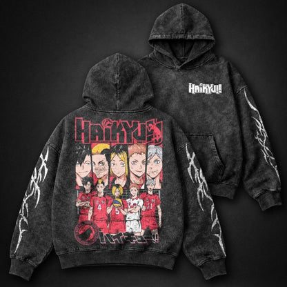 Haikyuu Streetwear Washed Hoodie