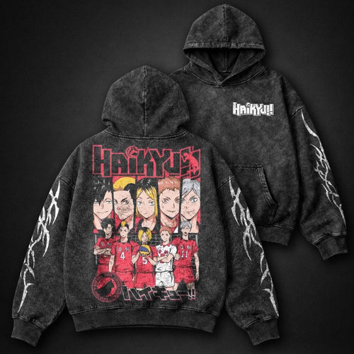 Haikyuu Streetwear Washed Hoodie
