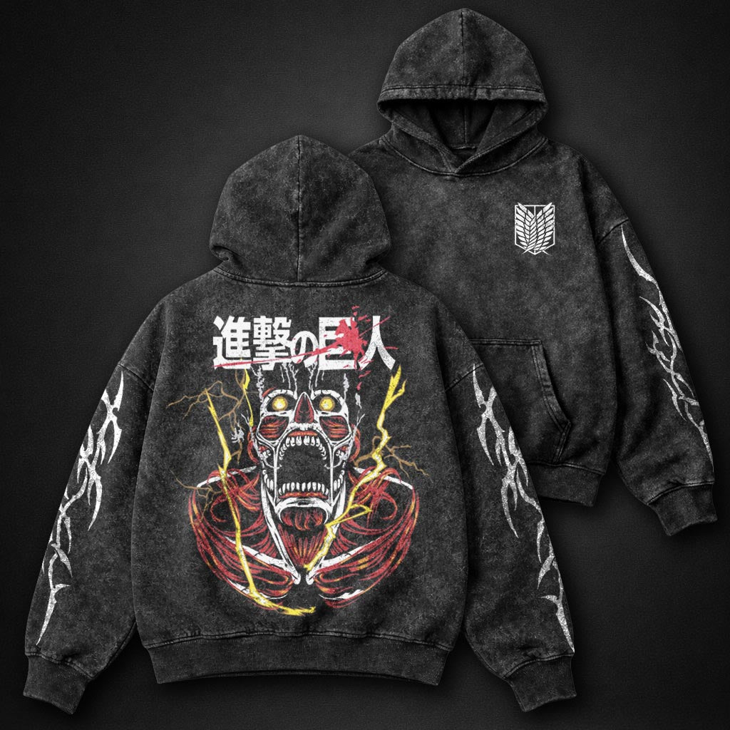 Attack on Titan Lightweight Washed Hoodie