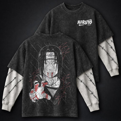 Naruto Vintage Washed Double Sleeves T-Shirt