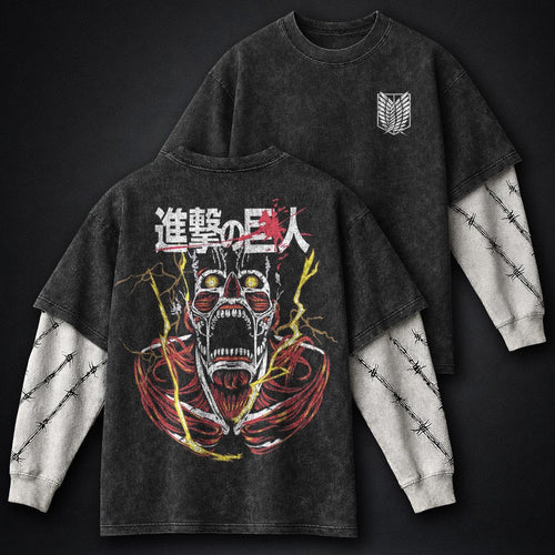 Attack on Titan Cozy Washed Double Sleeves T-Shirt