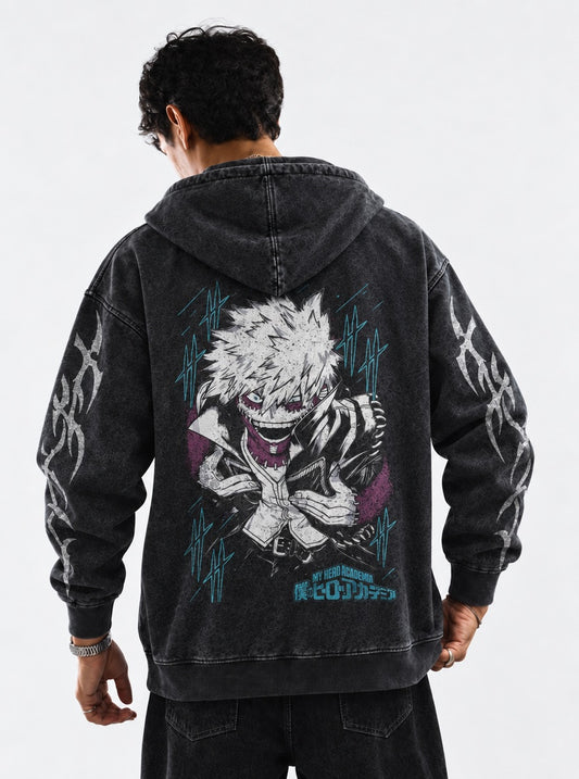 My Hero Academia Modern Washed Hoodie on model, back view