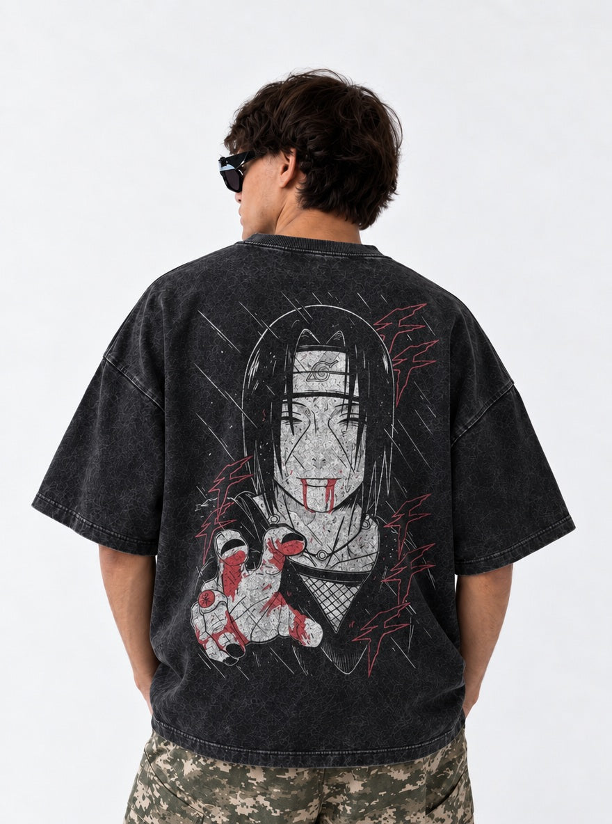 Naruto Lightweight Washed T-Shirt on model, back view