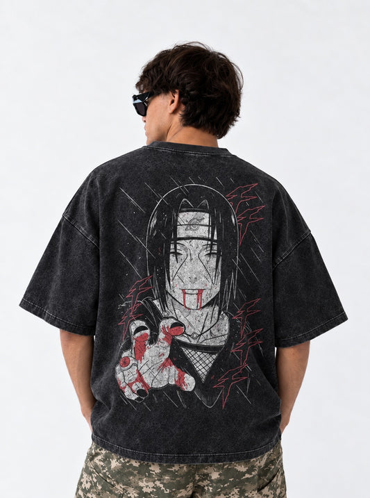 Naruto Lightweight Washed T-Shirt on model, back view