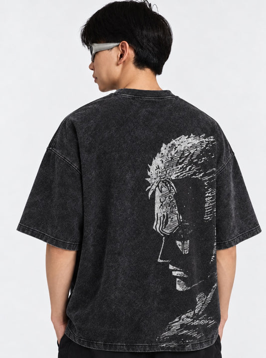 One Piece Cozy Washed T-Shirt on model, back view