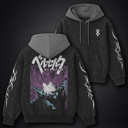 Berserk Streetwear Black and Gray Washed Hoodie