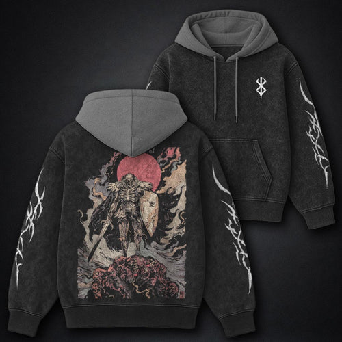 Berserk Clean Black and Gray Washed Hoodie